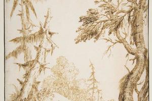 素描合集-Marco Ricci--Clearing in a Wooded Landscape
