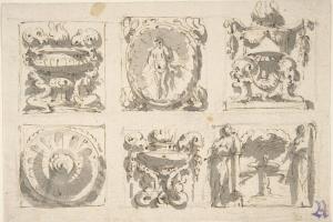 素描合集-Giuseppe Bernardino Bison--Drawing Divided in Six Squares