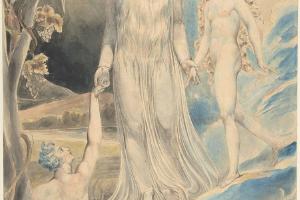 素描合集-William Blake--Angel of the Divine Presence Bringing Eve to Adam