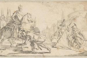 素描合集-Giovanni Battista Tiepolo--Illustration for a Book Soldiers Surrendering to an Emperor