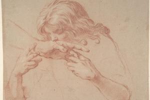 素描合集-attributed to Marco Benefial--Youth Kissing an Outstretched Hand