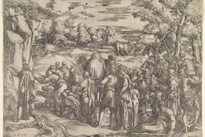 素描合集-Battista Franco--Moses Drawing Water from the Rock