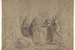 素描合集-Jean Restout le jeune--Funeral of François Duplessis de Mornay