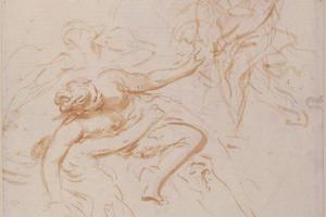 素描合集-Ottaviano Dandini--Scene of Abduction (recto); Allegorical Figure