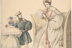 素描合集-Pierre-Numa Bassaget--Fashion Drawing with a Woman Seated in a Chair