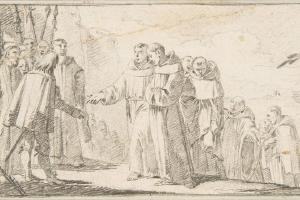 素描合集-Giovanni Battista Tiepolo--Illustration for a Book Reception of Monks at a City Gate