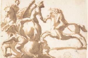 素描合集-attributed to Francesco Allegrini--Four Horsemen in Battle