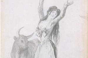 素描合集-Goya--A Young Woman and a Bull