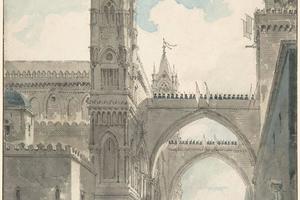 素描合集-Louis Jean Desprez--View of the Portal and Principal Entrance