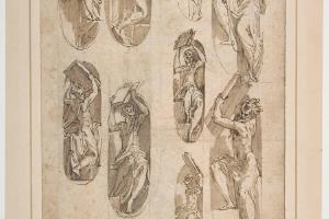 素描合集-Parmigianino--Nine Studies of the Moses in the Steccata