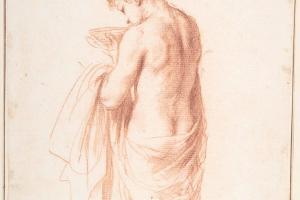 素描合集-Guercino--Standing Youth Seen from Behind Holding a Bowl