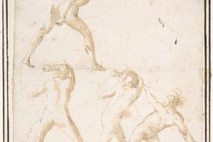 素描合集-attributed to Francesco Allegrini--Four Nude Warriors