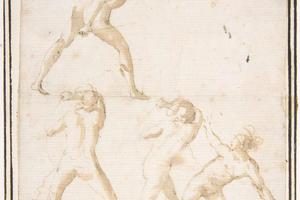 素描合集-attributed to Francesco Allegrini--Four Nude Warriors