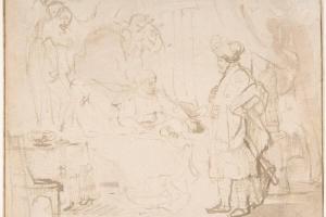 素描合集-Rembrandt--Potiphar's Wife Accusing Joseph Before her Husband