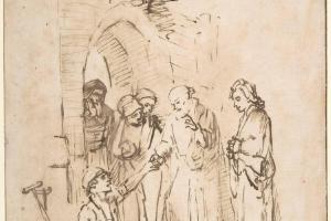 素描合集-Rembrandt--St. Peter and St John Healing the Paralytic