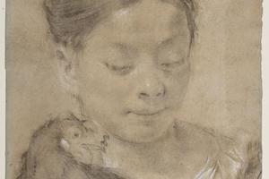 素描合集-Giovanni Battista Piazzetta--Girl with a Hen