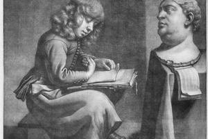 素描合集-Wallerant Vaillant--Boy Drawing a Bust of the Roman Emperor Vitellius