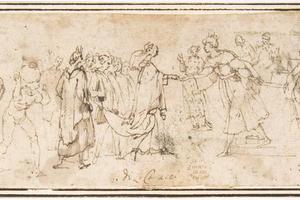 素描合集-attributed to Francesco Allegrini--King Solomon Receiving the Queen of Sheba