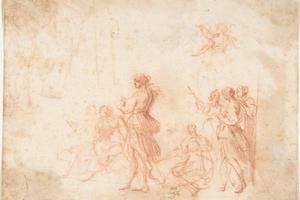 素描合集-attributed to Francesco Allegrini--Group of Standing and Seated Female Figures