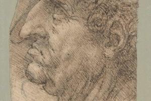 素描合集-Leonardo da Vinci--Head of a Man in Profile Facing to the Left