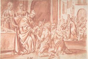 素描合集-Pedro Orrente--Thomas of Villanova, Archbishop of Valencia Distributing Alms
