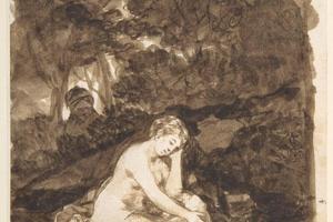 素描合集-Goya--A Nude Woman Seated Beside a Brook