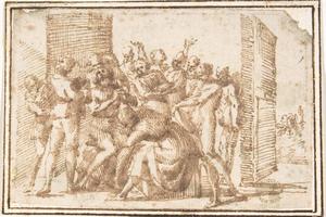 素描合集-attributed to Francesco Allegrini--Job and His Comforters
