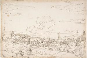 素描合集-Bernardo Bellotto--Padua from the East, with San Francesco and the Salone