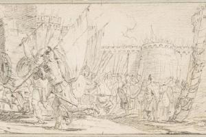 素描合集-Giovanni Battista Tiepolo--Illustration for a Book Soldiers Storming a City