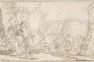素描合集-Giovanni Battista Tiepolo--Illustration for a Book Soldiers Storming a City