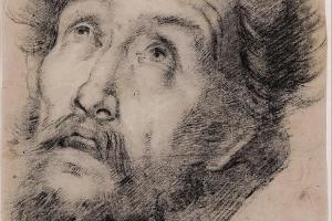 素描合集-Bernardo Strozzi (1581–1644)-Study for St Francis of Assisi adoring the cross