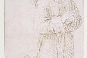 素描合集-Perugino--Study of a Kneeling Youth and of the Head