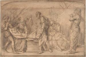 素描合集-School of Rembrandt--The Entombment, after Mantegna