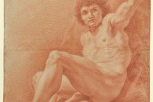 素描合集-Benedetto Luti--Seated Nude Male Figure (recto); Seated Figure (verso)