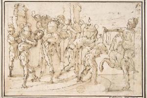 素描合集-attributed to Francesco Allegrini--Men Carrying Jars