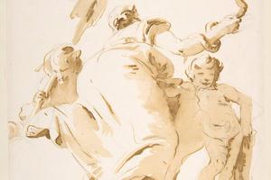 素描合集-Giovanni Battista Tiepolo--River God with an Oar, Woman Holding a Serpent