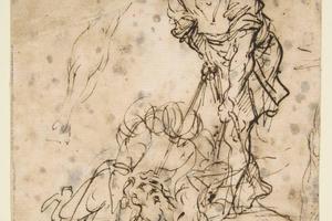 素描合集-Salvator Rosa--Studies for a Figure Lifted from a Grave
