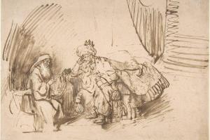 素描合集-Rembrandt--Nathan Admonishing David