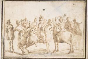 素描合集-attributed to Francesco Allegrini--Group of Horsemen
