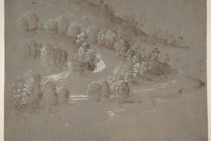 素描合集-Perugino--Landscape (recto); Landscape (verso)