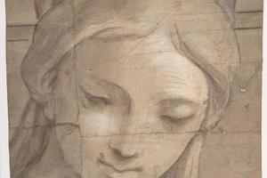 素描合集-Carlo Cignani--Head of a Young Woman in Three-Quarter View Facing Left