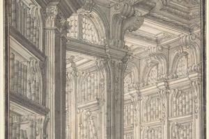 素描合集-Carlo Galli Bibiena--Foreshortening of a Library