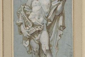 素描合集-Paolo Gerolamo Piola--Standing Figure of Apollo with a Lyre