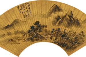 溪桥林屋图扇面