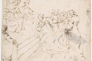 素描合集-attributed to Francesco Allegrini--Supplicants before an Enthroned King and Queen