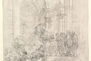 素描合集-Lorenzo de' Ferrari--Christ Driving the Money Changers