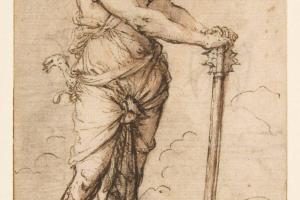 素描合集-Salvator Rosa--Turbaned Warrior Holding a Mace