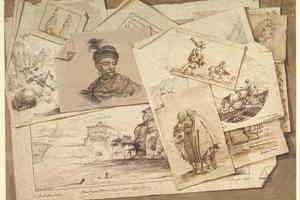素描合集-Pietro Jacopo Palmieri--Trompe-l'Oeil Exercise Prints on a Table Top