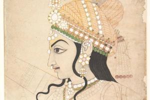 素描合集-Attributed to Sahib Ram--Head of Krishna cartoon for a mural of the Raslila
