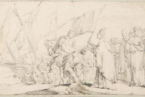 素描合集-Giovanni Battista Tiepolo--Illustration for a Book Pope Handing a Banner to a Crusader